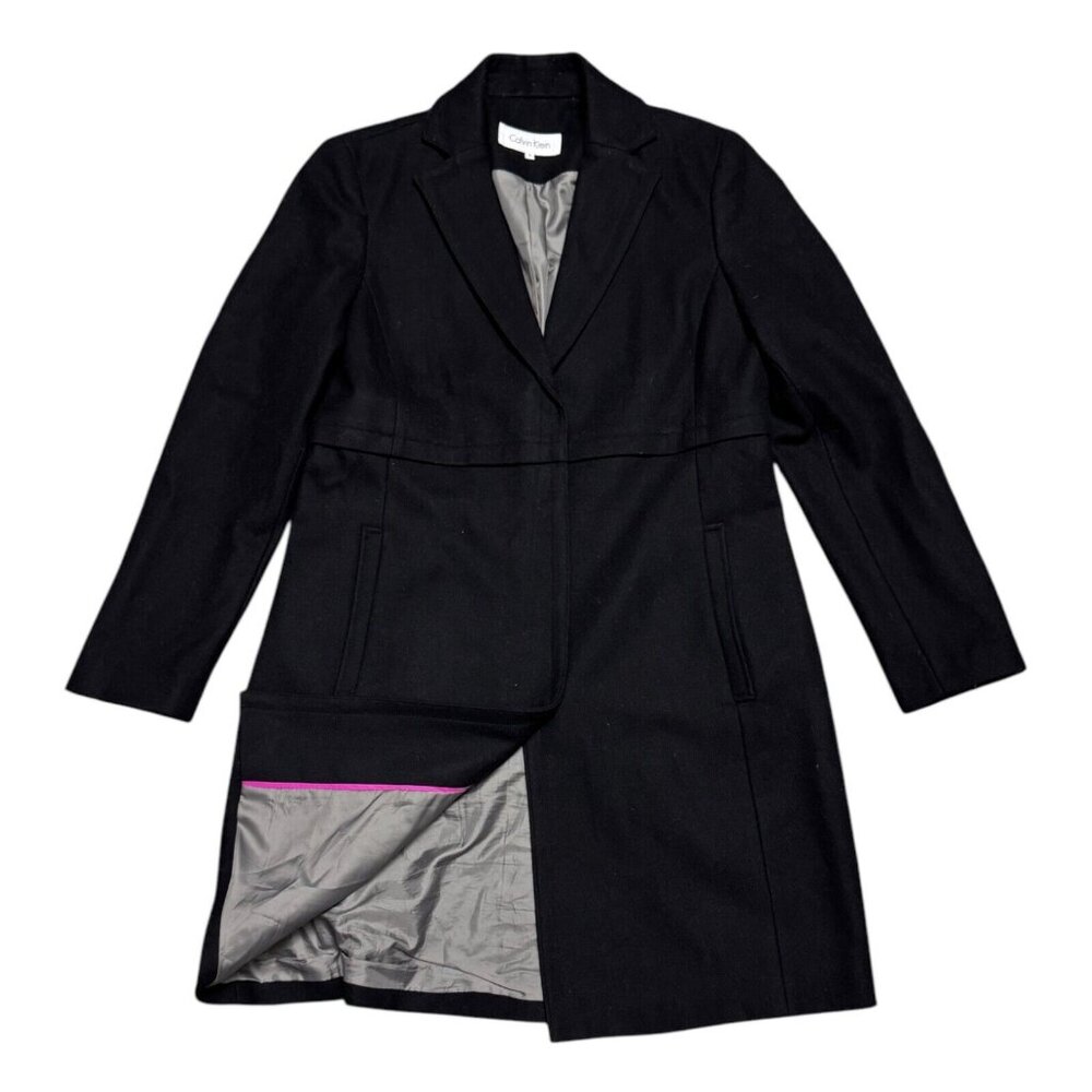CALVIN KLEIN WOOL Luxury Designer Casual Winter Trench Pea Coat Womens 6
